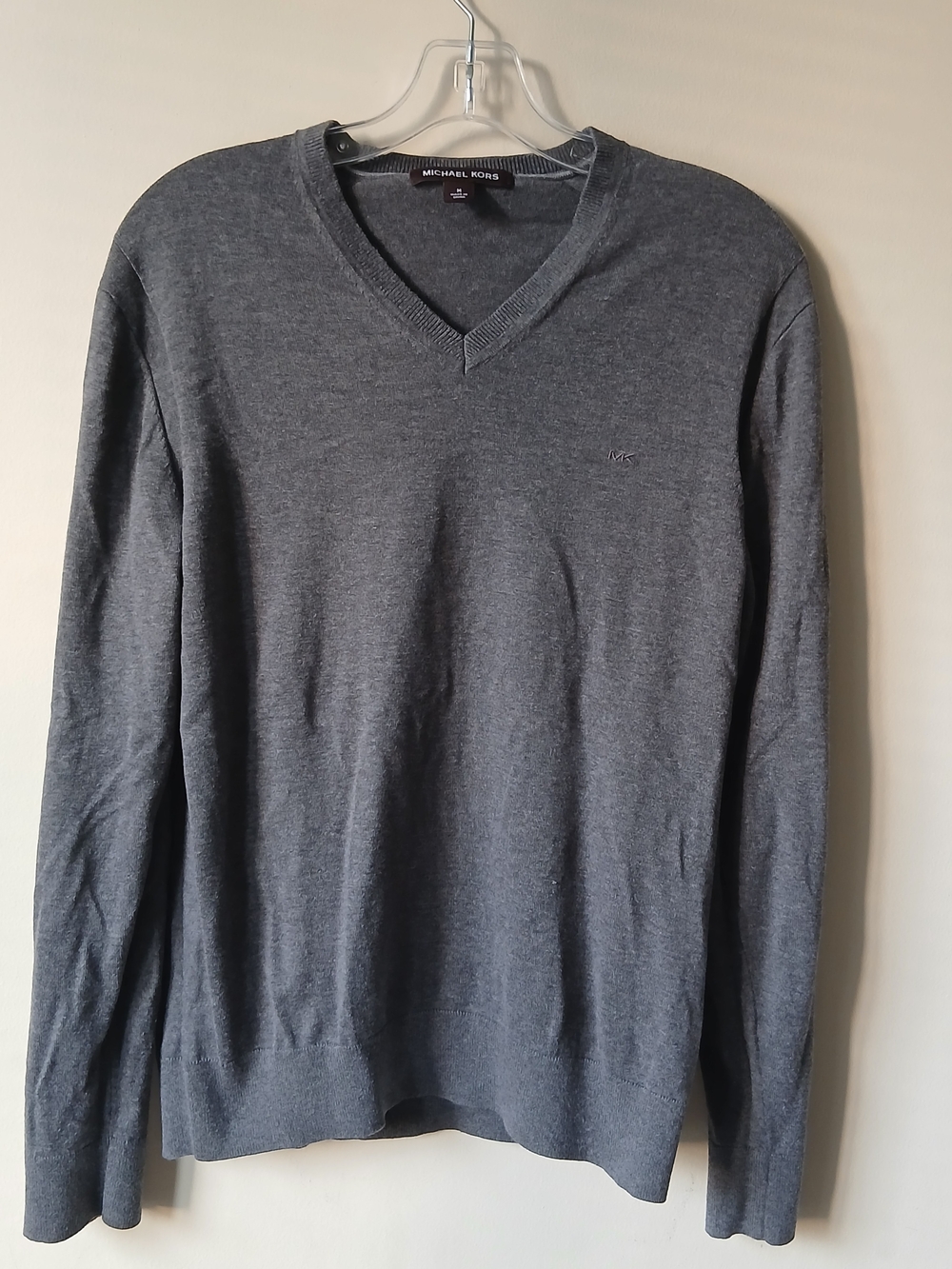 Michael Kors Men's Heather Gray V-Neck Sweater - Picture 2 of 3